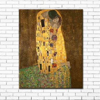 

free shipping Austria Gustav Klimt Kiss prints painting Aabstract oil painting on canvas ptints home decoration picture