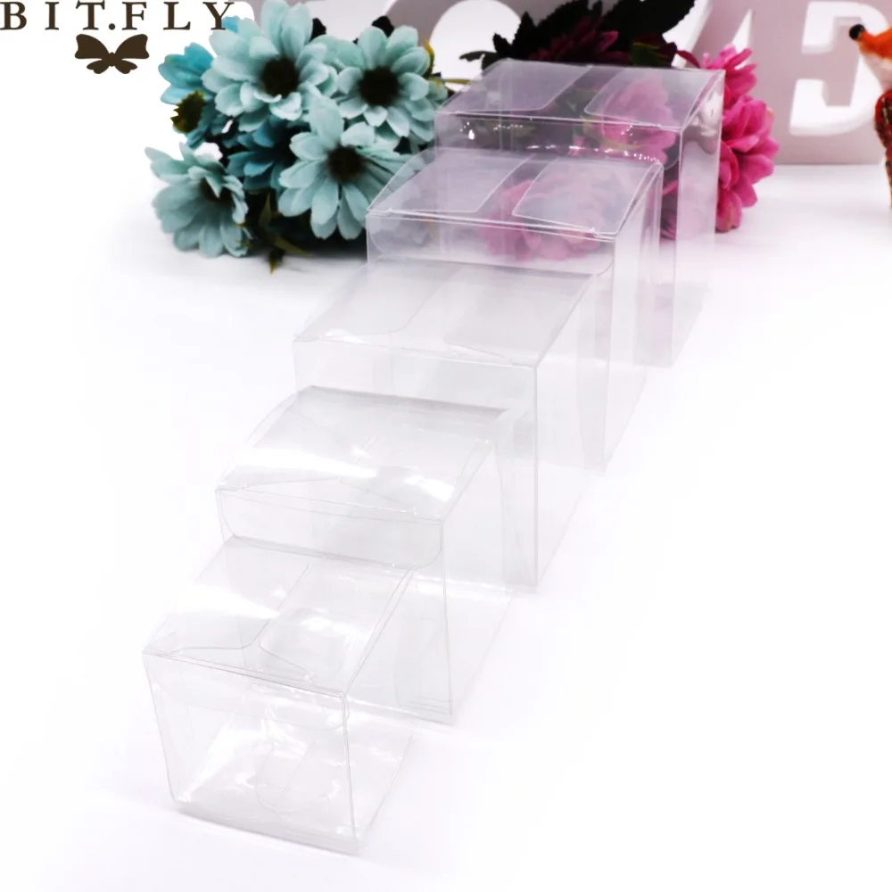 

5*5*5 CM Clear Transparent Candy Box Gifts Birthday Wedding Favor Holder Chocolate Candy package Event Sweet Candy Bags jewelry