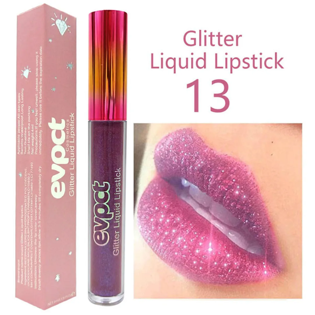 Shellhard 15 Colors Diamond Glitter Glossy Makeup Liquid Lipstick Matte Changed Metallic Lipgloss Shiny Sexy Lip Gloss