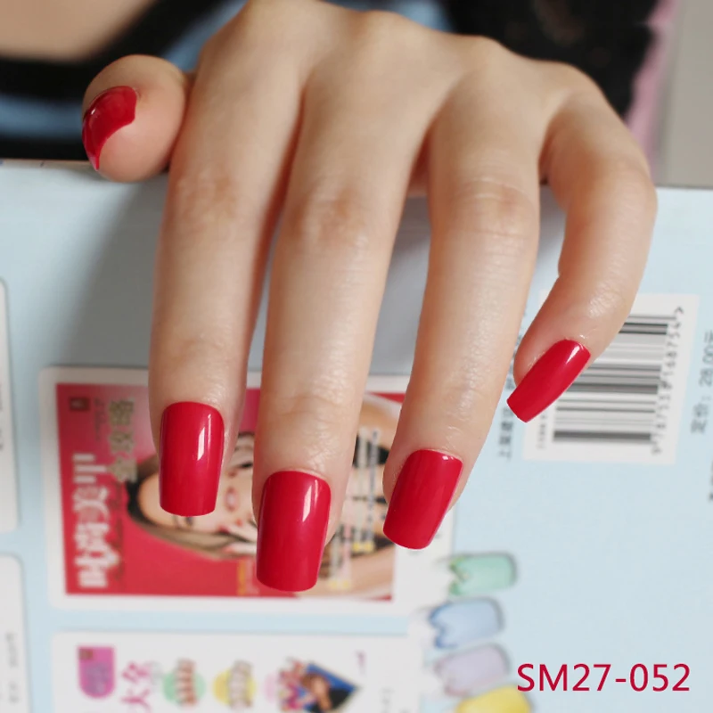

2018 24pcs Explosion models fashion Long section Square head candy false nails decoration red M052
