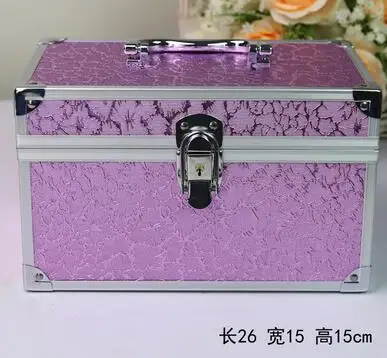 Профессиональный большой емкости алюминиевый сплав косметическая коробка портативный двойной открытый многослойный косметический ящик многофункциональный ящик для инструментов - Цвет: 26cm