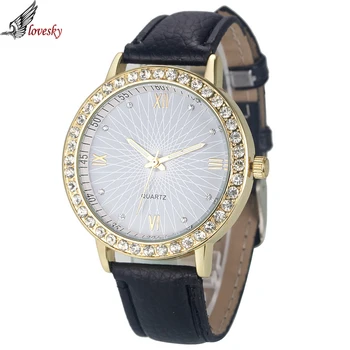 2016 Fashion Luxury Brand Watch Women Leather Quartz Ladies Watches Hour montre femme relogio feminino Crystal Dress Watch