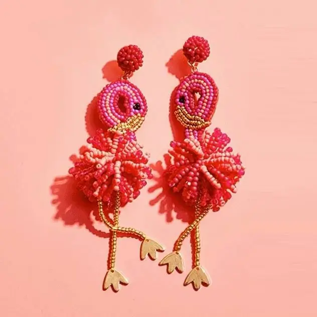 

Girlgo Ins Summer Accessories Bird Dancing Earrings Women Bohemia Handmade Luxury Bling Drop Earrings Jewelry Wedding Party Gift