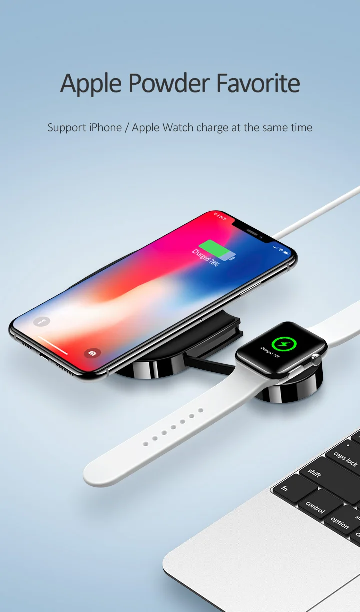 QI Wireless Charger for Apple Watch 4 3 2 1,USAMS Wireless Portable External Battery for iPhone X Samsung Xiaomi charger adapter