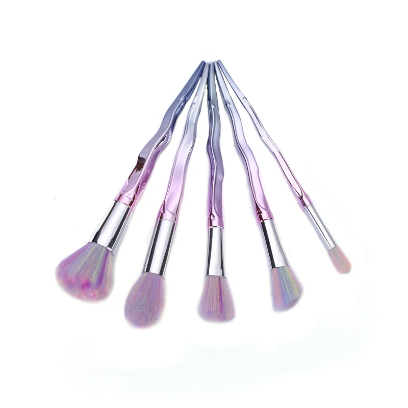 

5 Pcs/ Set Makeup Brushes Sets Rainbow Hair Foundation Blusher Powder Blending Brush Cosmetic Tools Kits HJL2017