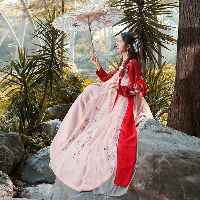 

New National Costumes Traditional Chinese Hanfu Dress Chiffon Tang Dynasty Princess Clothes Stage Performance Clothing Cosplay