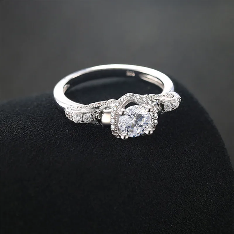 

Shining AAA Zircon Beautiful Stone Big Rings Women Plated White Gold New Fashion And Romantic Fine Wedding Ring Size 7 8 9