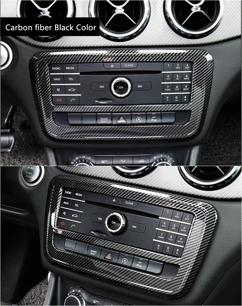 Car Carbon Fiber Color Center Console CD Frame Decoration Cover Trim For Mercedes Benz A Class W176 GLA X156 CLA C117 2013-18