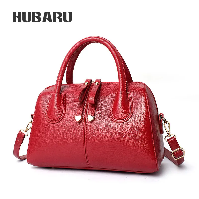 

HUBARU Women Fashion PU Leather Handbag Luxury Female Boston Tote Casual Ladies Shoulder Bags European Style Messenger Bag