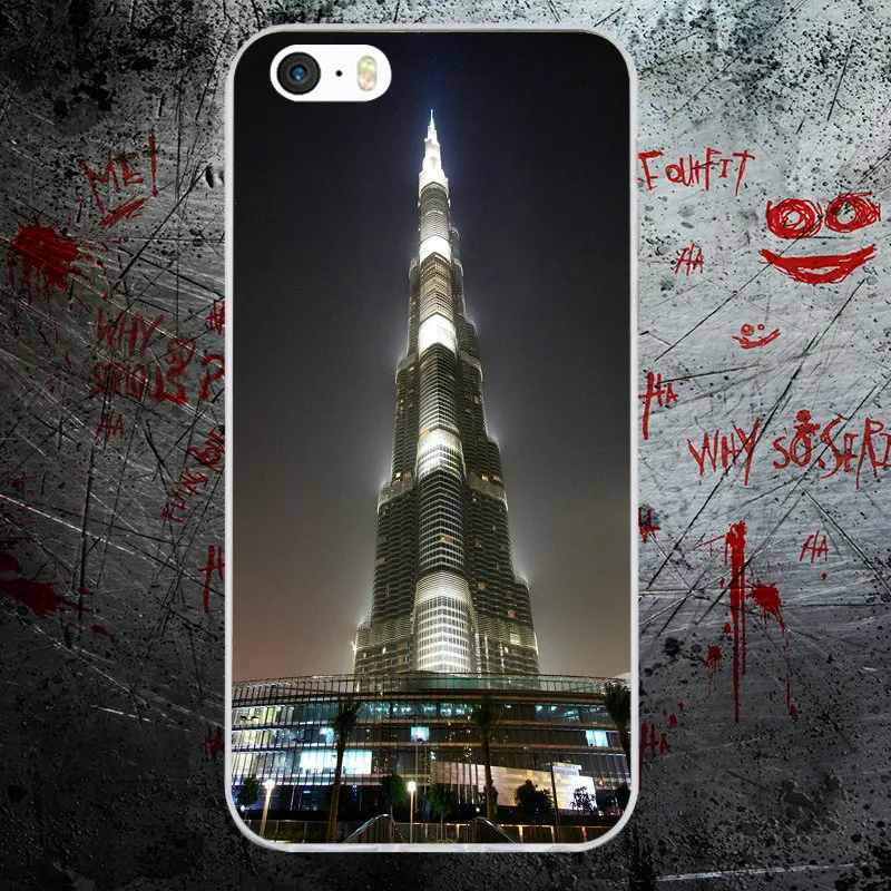 Для iphone 7 6S 6 8 Plus 5 5S 5C SE X 4 4S чехол Spft защитный на телефон сумка Дубай Burj Khalifa Tower