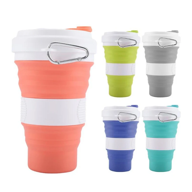 

550ml Fashion Travel Foldable Silicone Cup Telescopic Drinking coffee cup suitable for sport match outdoor cup