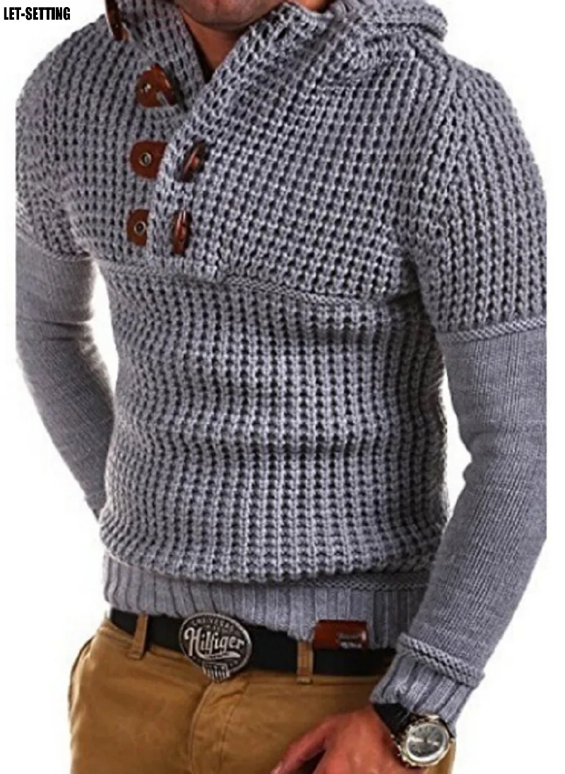 Men Tops Double-Breasted Collar Long Sleeve Multicolor Slim Fit Casual Sweater Zip Wool Pullover Half-Zipper Jumper Knitwear | Мужская