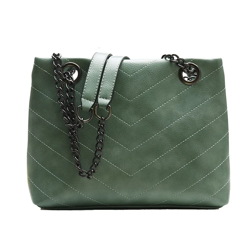 

2019 New Oil Wax Leather Stereotyped Triangle Car Sewing Line Shoulder Slung Female Bag Solid Color Crossbody Bags For Women