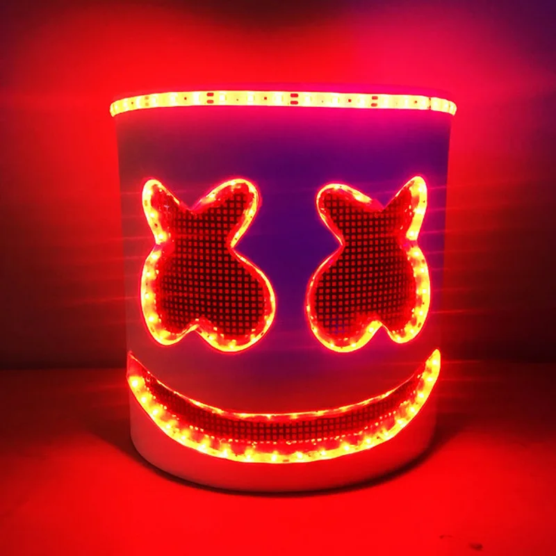 Cosplay Accessory DJ Marshmello Mask Luminous LED font b Electronic b font Syllable Halloween Party Kids
