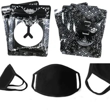 1 шт., черная модная маска унисекс с рисунком рта и лица медведя, хлопковые Тканевые маски против пыли, сохраняющие тепло, милая Зимняя Маска