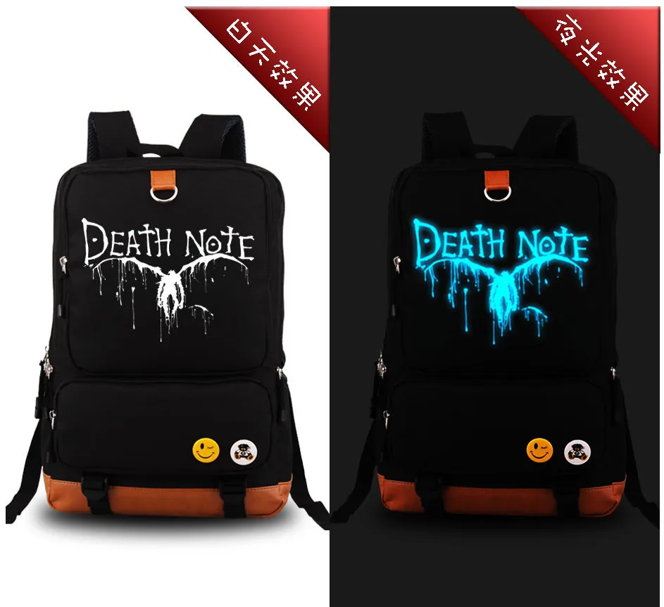 2017 аниме мультфильм Death Note Логотип световой дизайн путешествия для мужчин женщин холст дети модные школьные рюкзаки