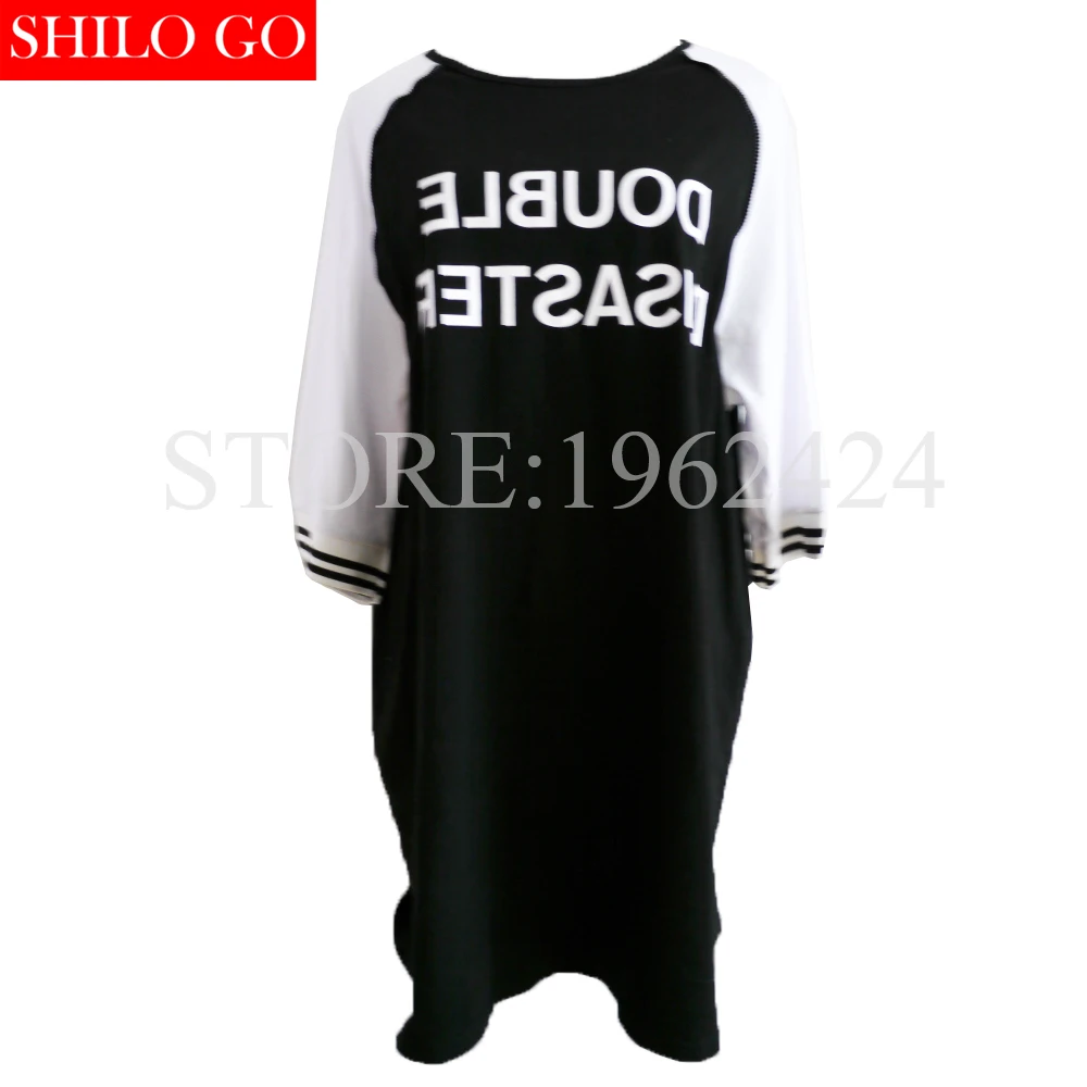 

Plus size summer fashion women high quality college style black and white hit color letters short-sleeved casual T-shirt