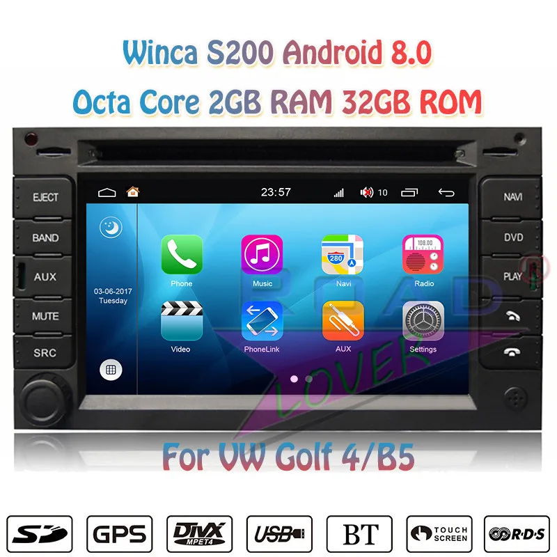 Winca S200 Android 8,0 автомобильный DVD Автомобильный плеер радио для VW Golf 4 B5 Стерео gps навигация Magnitol 2 Din видео Восьмиядерный MP3 - Цвет: 8.0 2G 32G Octa Core