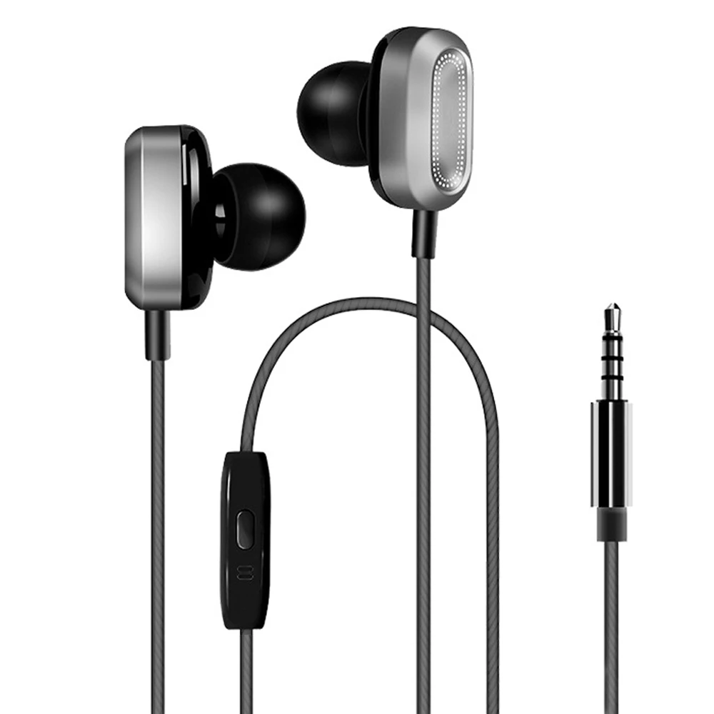 LOPPO hi-fi проводные наушники 3 5 мм Aux 2-динамические басовые с микрофоном mp3