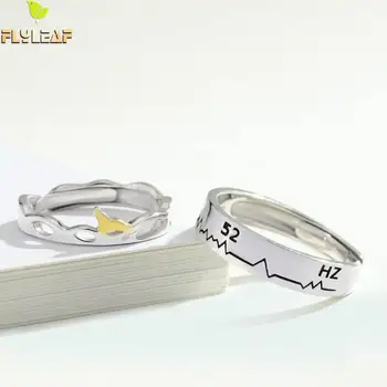 

Flyleaf 925 Sterling Silver 52HZ Whale Loves Open Rings For Women Romantic Couple Jewelry Valentine's Day Student Gift