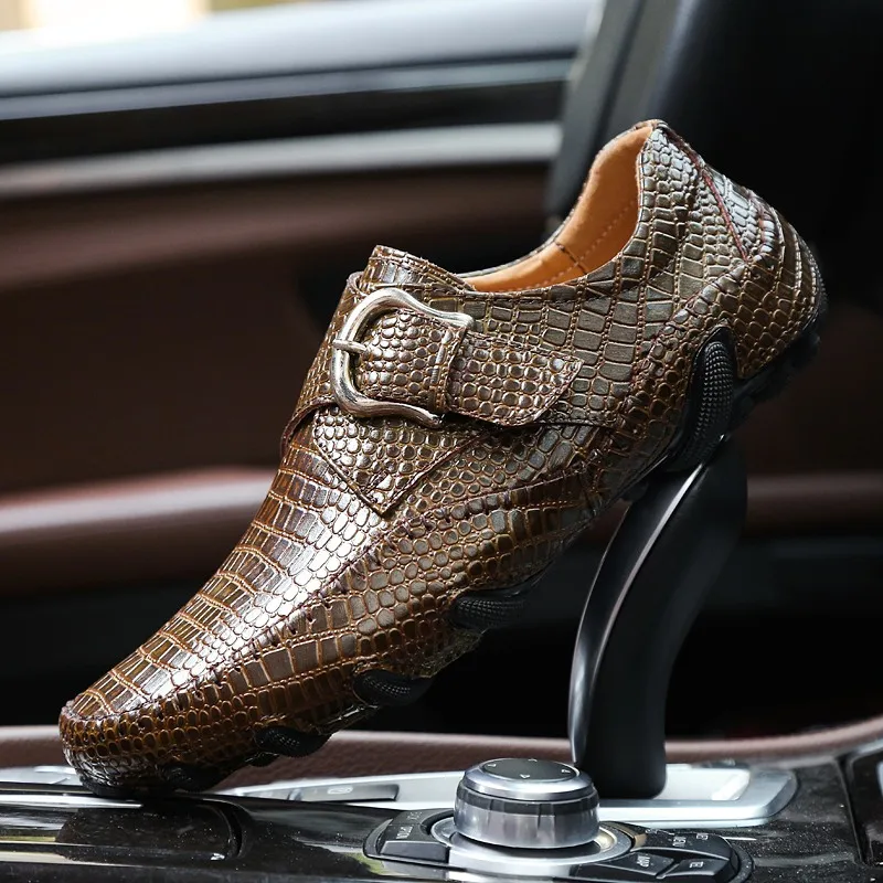 The Latest  Men Loafers Spring And Autumn Men Casual Shoes Genuine Leather Driving Shoes Crocodile Texture Men' 