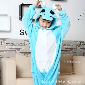 

Hippo Overalls Jumpsuit with Pockets Children Cosplay Costume Blue Kigurumi Onesie Blanket Sleepers Kids Pajama Hip With Zipper