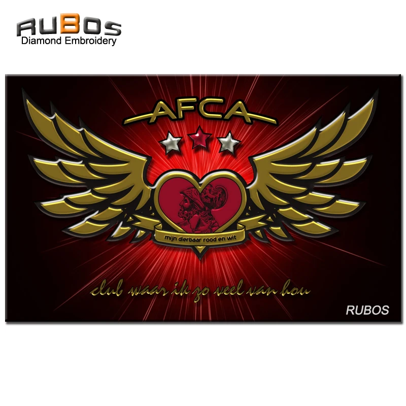 RUBOS AJAX Soccer DIY 5D Diamond Painting Netherland Team Badge Complete Square Or Round Diamond Embroidery Christmas Hobby Kids (15)