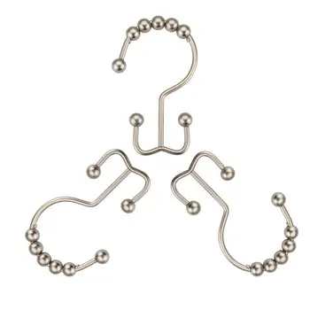 

Double Glide 12Pcs Stainless Steel Bathroom Shower Curtain Hooks Rings Roller