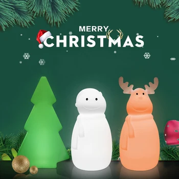 

Popular Christmas LED Lights Home Party Decorative H49cm Xmas Tree Snowman Elk Multicolor LED Rechargeable Night Lamp Kids Gifts