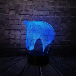 Прохладный животное лошадь 3D лампа ночник USB LED освещение Рождество декоративные красочные Luminaria детей стол детские игрушки