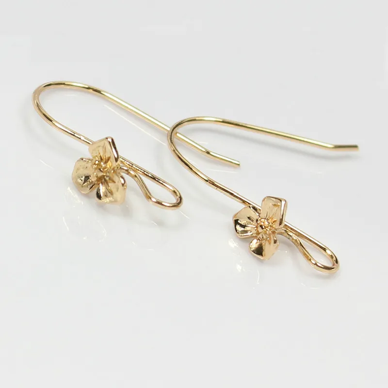 

Gold filled flower hanging Ear Hooks Earring Wire for making Handmade Earrings Finding Jewelry accessories 3pairs 21*17mm