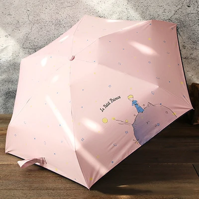 JESSE KAMM Портативный Анти-УФ Мини карманный пятискладной зонтик 6 разговорный мультфильм маленький зонтик с принцем женский Солнечный зонтик - Цвет: Pink