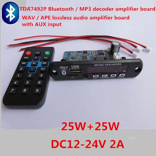 TDA7492P 25 Вт + Bluetooth / MP3 декодер усилитель плата USB (U диск)/tf карта/WAV/APE AUX