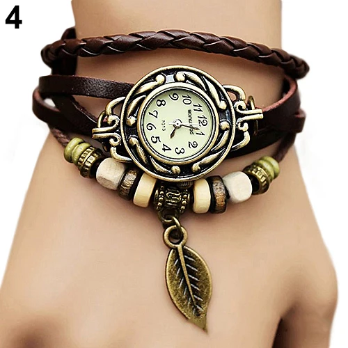2018 hot Retro Butterfly Leaf Fashion leather Bracelet Water Quartz Hand Clock W 2018 hot Retro Butterfly Leaf Fashion leather Bracelet Water Quartz Hand Clock W