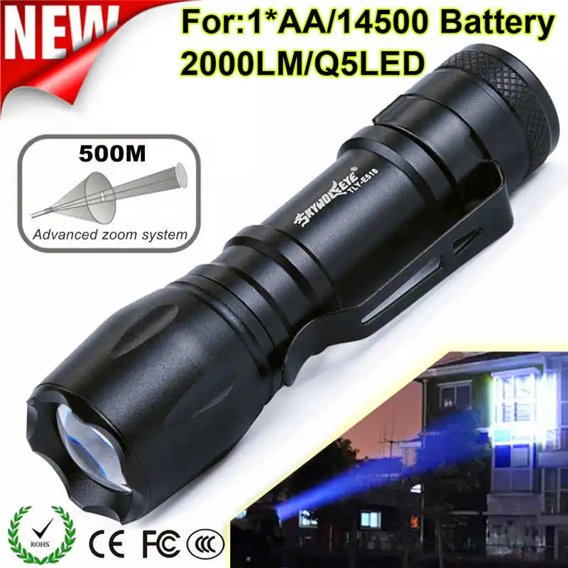 Super Bright Q5 AA14500 3 Modes ZOOMABLE LED Flashlight Torch Super Bright powerful led flashlight lanterna bike #4A30 (7)