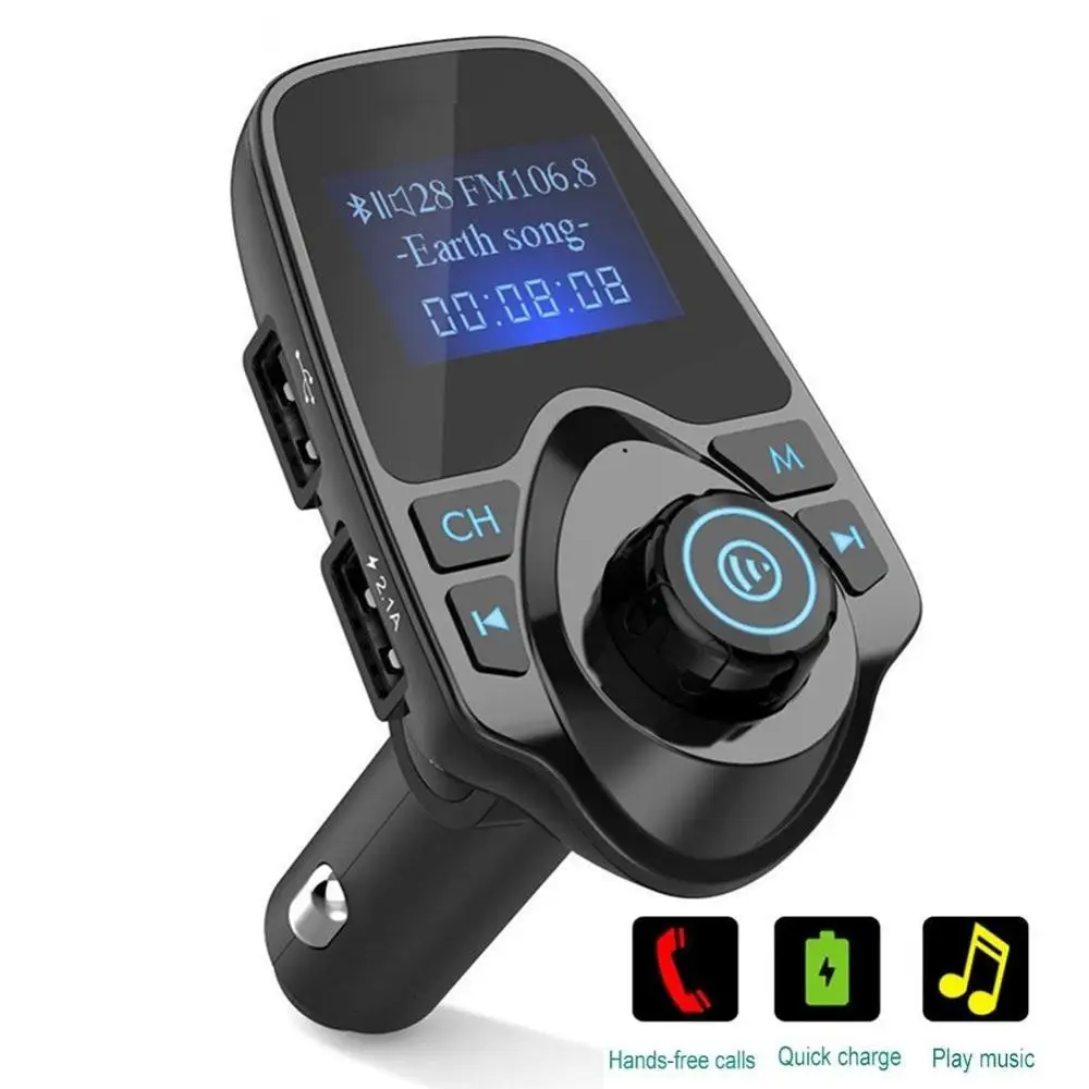 Wireless In Car Bluetooth FM Transmitter Radio Adapter Kit w//2 USB Charger Slots