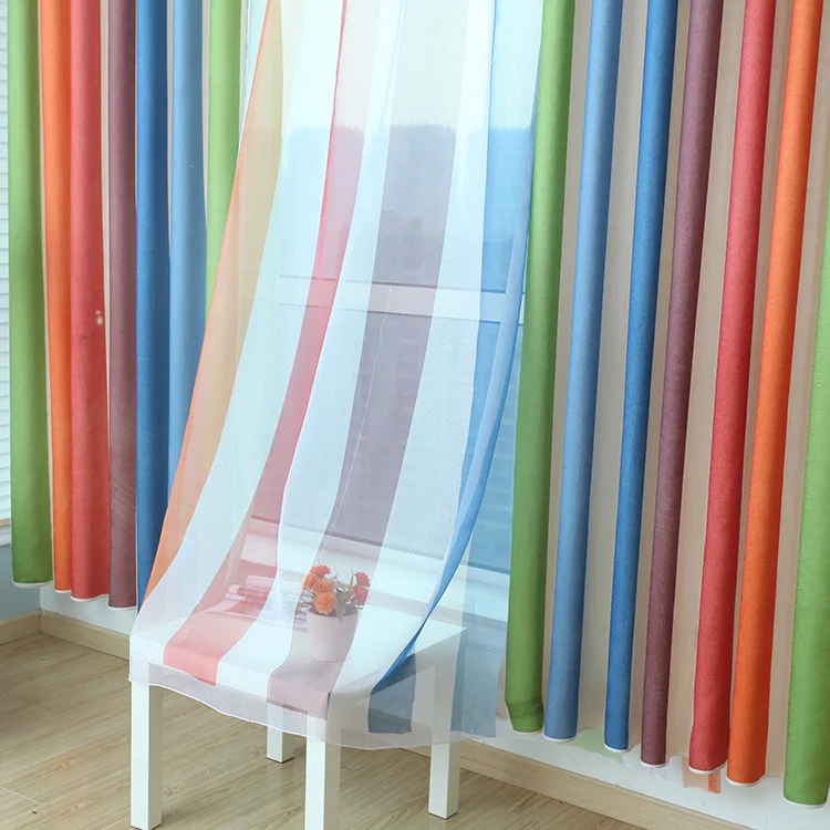 New 2016 hot Double sided Printing Luxury Blackout Rainbow Striped