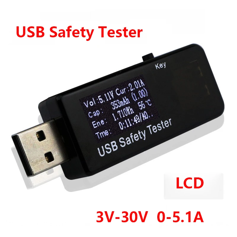 

USB safety Tester Digital Dispay 3V-30V Current Voltage Charger Capacity Doctor qc2.0/3.0 charge power bank meter voltmeter