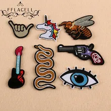 Fflacell змея Единорог parches Вышитые Утюг на Нашивки для Костюмы DIY глаз одежда в полоску игрушечный пистолет Наклейки пользовательские Значки