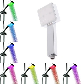 

Seven colors fading Bathroom square 9LEDs Multi-color Light Hand Showers without color box 8008-A4