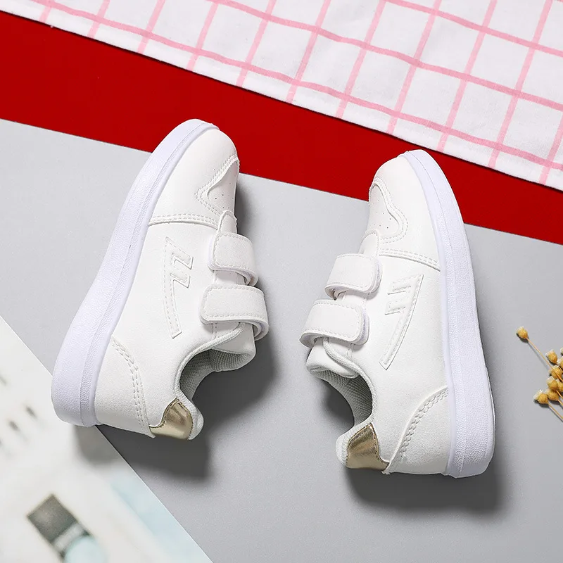 

Huili spring autumn winter the new children's shoes for girls & boys leather upper mesh lining kindergarten white kids shoes