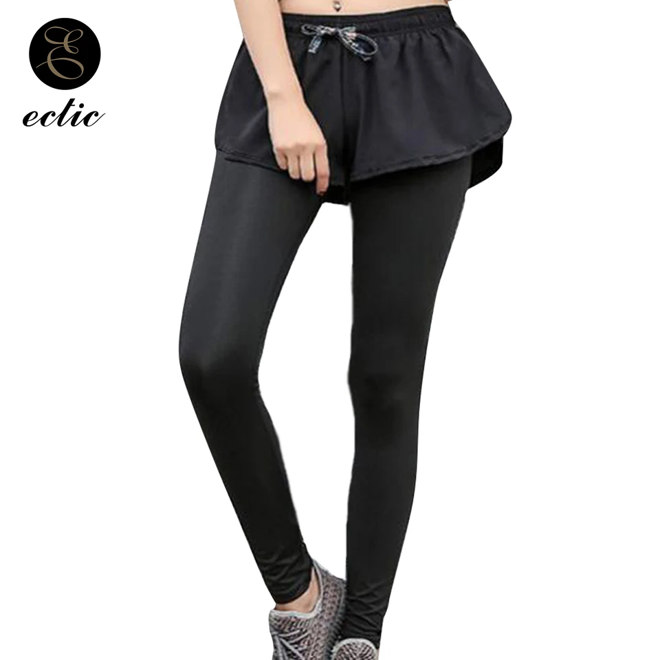

Reflective Leggings Side Stripes Women Cute Shiny Black Leggings Joggers Footless Fake Two Pieces Leggings Sexy Training Pants