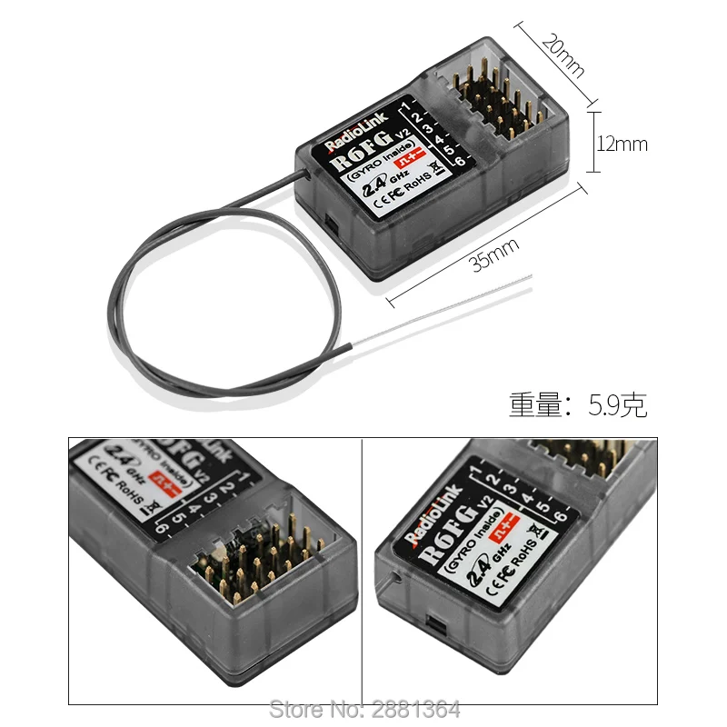 

100% original RadioLink R6FG 2.4GHz 6CH Receiver High Voltage RC Gyro Version For Radiolinks RC6GS RC Controller Transmitter