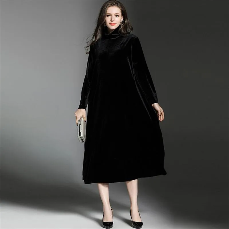 Женское бархатное платье с длинным рукавом свободного покроя|loose dress|women dresselegant