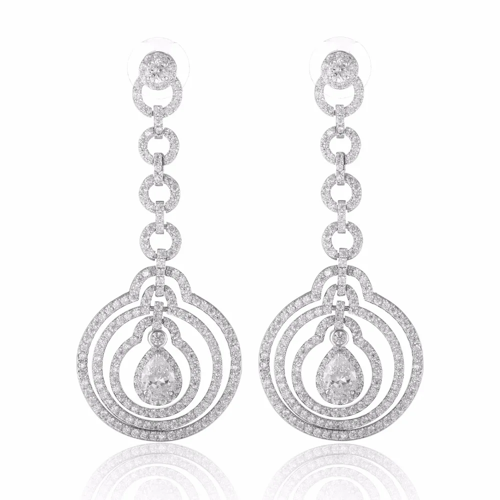 

GrayBirds New Fashion Circle And Water Drop Long Classic Earrings Luxury Wedding Jewelry For Lady MLE035