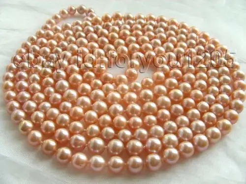 

********70" Longest Natural 8mm Pink Round Pearl Necklace!
