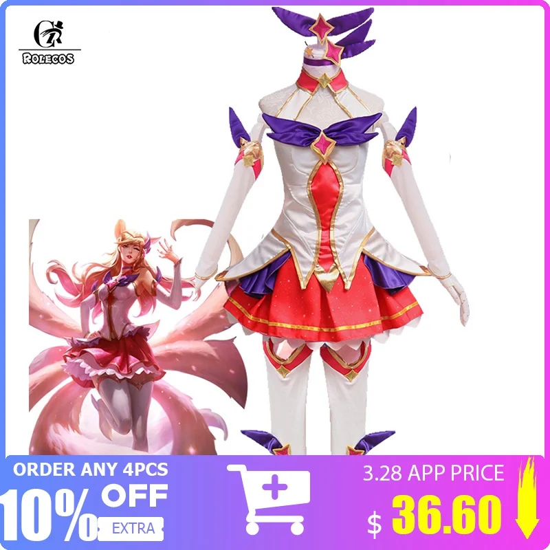 

ROLECOS Star Guardian Cosplay LOL Ahri Costumes Magic Girl the Nine-Tailed Fox Cosplay Ahri Brand Costumes Magica Full Set