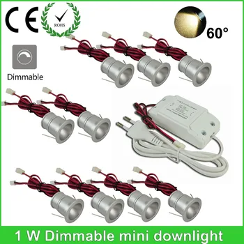 

High quality 9pcs/lot 1w AC85-265V Mini led cabinet light mini led downlight led lamp led spot hole size 20mm free shipping