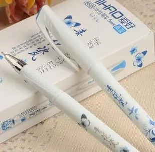 

12 Pcs/Lot Vintage Retro Chinese Style Gel Pen Blue and white porcelain Stationery Office School Supplies Gift Free Shipping 206