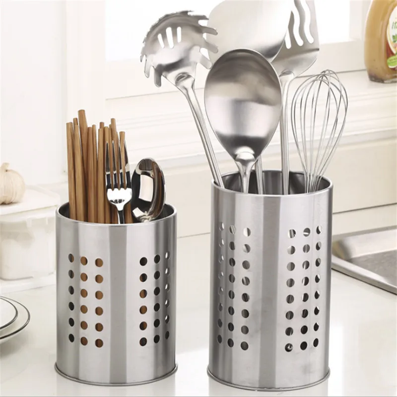 

Stainless Steel Tableware Knife Fork Spoon Organizer Storage Box Drain Rack Kitchen Tools Holder Storage Tool Kitchen Gadgets